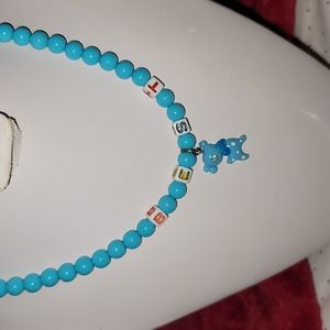 Stretchy Blue Bead Best Necklace with Deer Charm